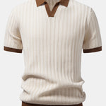Contrast Textured Johnny Collar Polo & Slim Fit Tapered Trousers