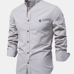 Long Sleeve Linen Look Stand Collar Shirt & Straight Leg Linen Pants