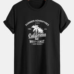Regular Fit California Palm Tree Print Cotton T-Shirt