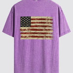 Retro USA Print Washed Distressed Drop Shoulder T-Shirt