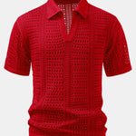 Crochet V Neck Polo Shirt