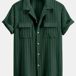 Textured Cuban Collar Pocket Shirt