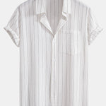 Linen Look Striped Button Up Shirt & Drawstring Shorts