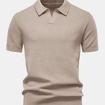Pineapple Texture Knit V Neck Polo Shirt