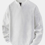 Relax Fit Waffle V Neck Sweatshirt