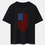 American Flag Print Drop Shoulder Oversize T-Shirt