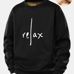 Relax Print Teddy Fleece Lined Sweatshirt