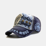 Slogan Embroidery Star Rivets Washed Baseball Cap