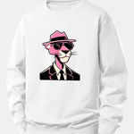 Pink Gentleman Panther Print Relax Fit Sweatshirt