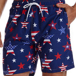 2 In 1 American Flag Star Print Swim Shorts
