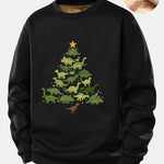 Dinosaur Christmas Tree Print Teddy Fleece Lined Sweatshirt