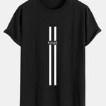 Stripe Future Print Cotton Arc Hem T-Shirt
