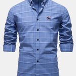 Cotton Cowboy Embroidery Plaid Button Up Shirt