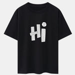 Hi Slogan Lines Print Drop Shoulder Oversize T-Shirt