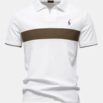 Contrast Pique V Neck Polo Shirt