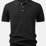 Textured Crochet Knitted Polo Shirt