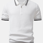 Wave Jacquard Zip Up Knitted Polo Shirt