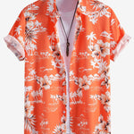 Palm Tree Tropical Flora Print Button Up Shirt