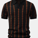 Geometric Knit V Neck Polo Shirt & Slim Fit Tapered Trousers