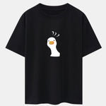 Doubtful Goose Print Drop Shoulder Oversize T-Shirt