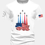 Regular Fit Fighter Jets With USA Flag Print Cotton T-Shirt