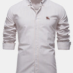Cowboy Embroidery Cotton Plaid Stripe Shirt