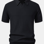 Wave Jacquard Knit V Neck Polo Shirt & Cotton Chino Shorts