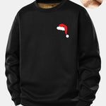 Christmas Hat Print Teddy Fleece Lined Sweatshirt