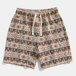 Ethnic Geometric Jacquard Drawstring Shorts