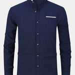 Long Sleeve Contrast Stand Collar Oxford Shirt
