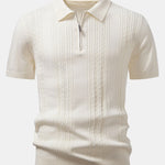 Twist Jacquard Knitted Zipper Polo Shirt & Slim Fit Tapered Trousers