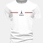 Regular Fit Paris Stripes Print Cotton T-Shirt