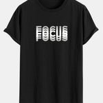 Focus Slogan Print Cotton Arc Hem T-Shirt
