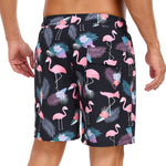 2 In 1 Tropical Flamingo Print Swim Shorts