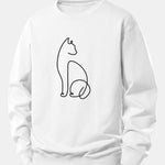Cat Line Print Relax Fit Sweatshirt