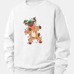 Christmas Lights Reindeer Print Relax Fit Sweatshirt