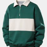Relax Fit Contrast Zipper Polo Sweatshirt