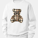 Checkered Bear Print Relax Fit Sweatshirt