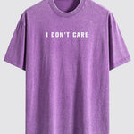 I Don't Care Print Washed Distressed Drop Shoulder T-Shirt