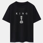 King Chess Print Drop Shoulder Oversize T-Shirt