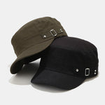 Solid Side Buckle Flat Top Baseball Cap