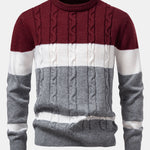 Contrast Twist Jacquard Knit Sweater