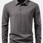 Solid Long Sleeve Cotton Polo Shirt
