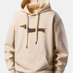Dachshund With Swimming Ring Print Relax Fit Hoodie