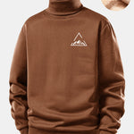 Mountain Print Teddy Fleece Lined Turtle Neck Sweatshirt