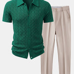 Twisted Jacquard Knit Shirt & Slim Fit Tapered Trousers