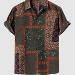Men's Vintage Ethnic Style Cotton Linen Short Sleeve Shirt