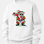Christmas Lights Santa Claus Print Relax Fit Sweatshirt