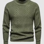 Men's solid color half turtleneck casual jacquard sweater