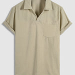 Men's Corduroy Single Pocket Casual V-Neck POLO